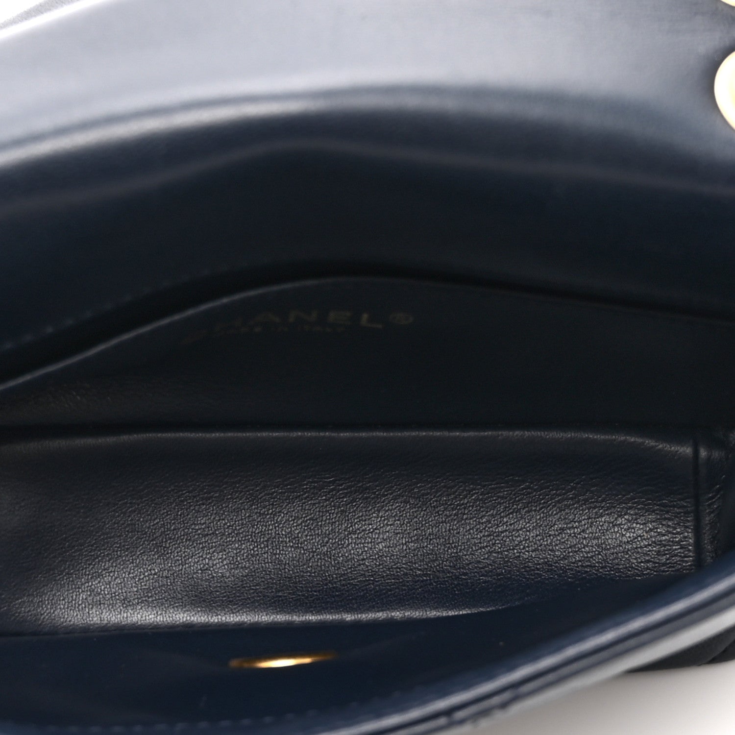 Chanel Shiny Lambskin Small Chain Is More Flap Navy Blue 5 of 10