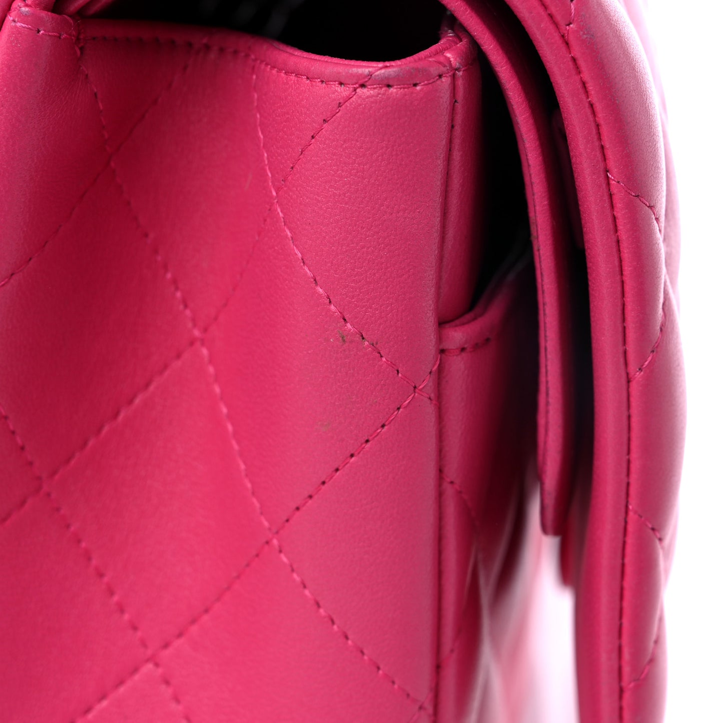 Lambskin Quilted Jumbo Double Flap Dark Pink