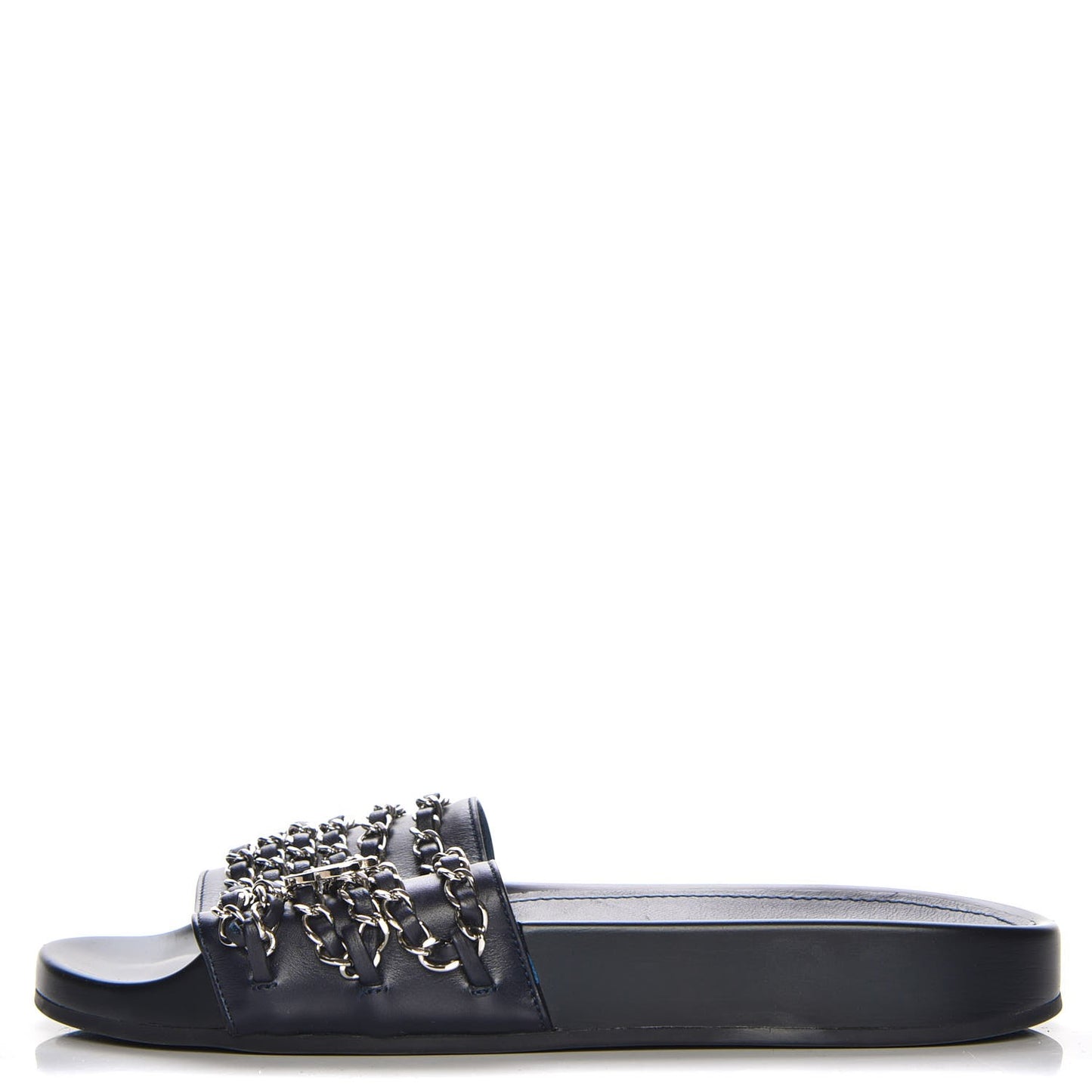 Lambskin Chain Flat Sandals 35 Marine