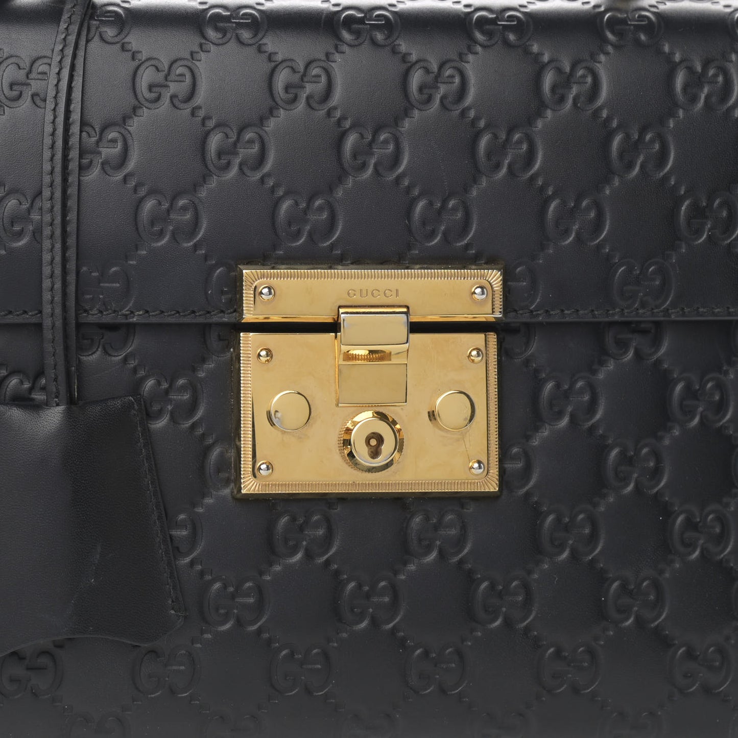 Guccissima Signature Small Padlock Top Handle Bag Black