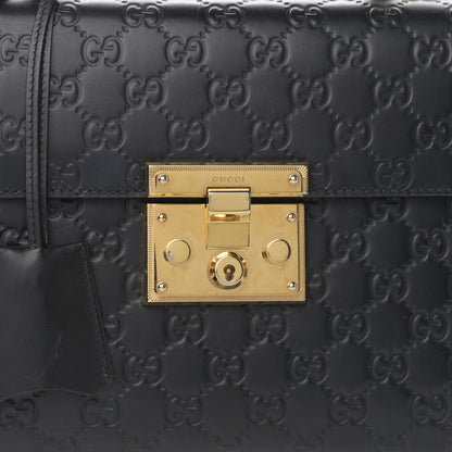 Gucci Guccissima Signature Small Padlock Top Handle Bag Black 8 of 16