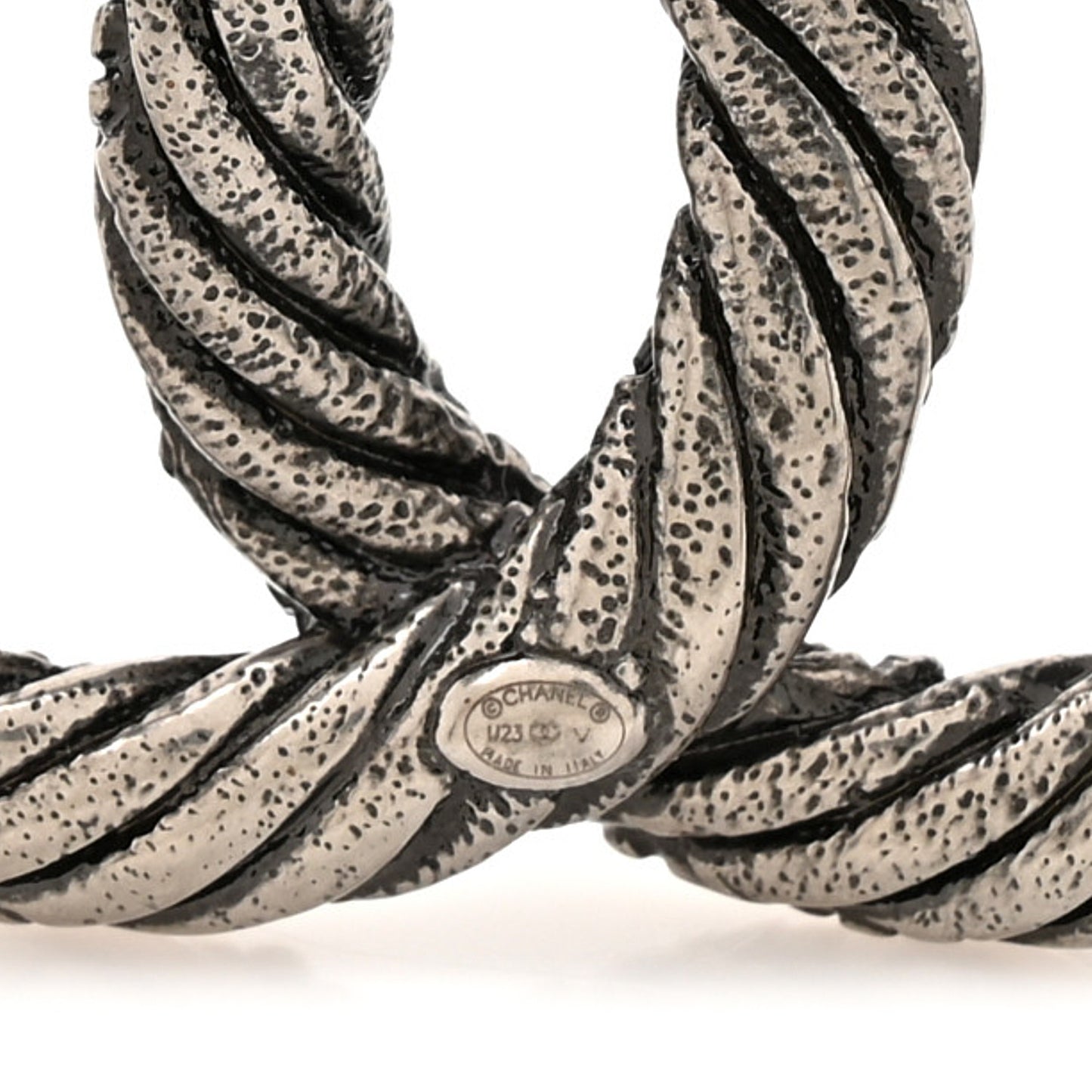 Ruthenium Twisted CC Brooch Silver