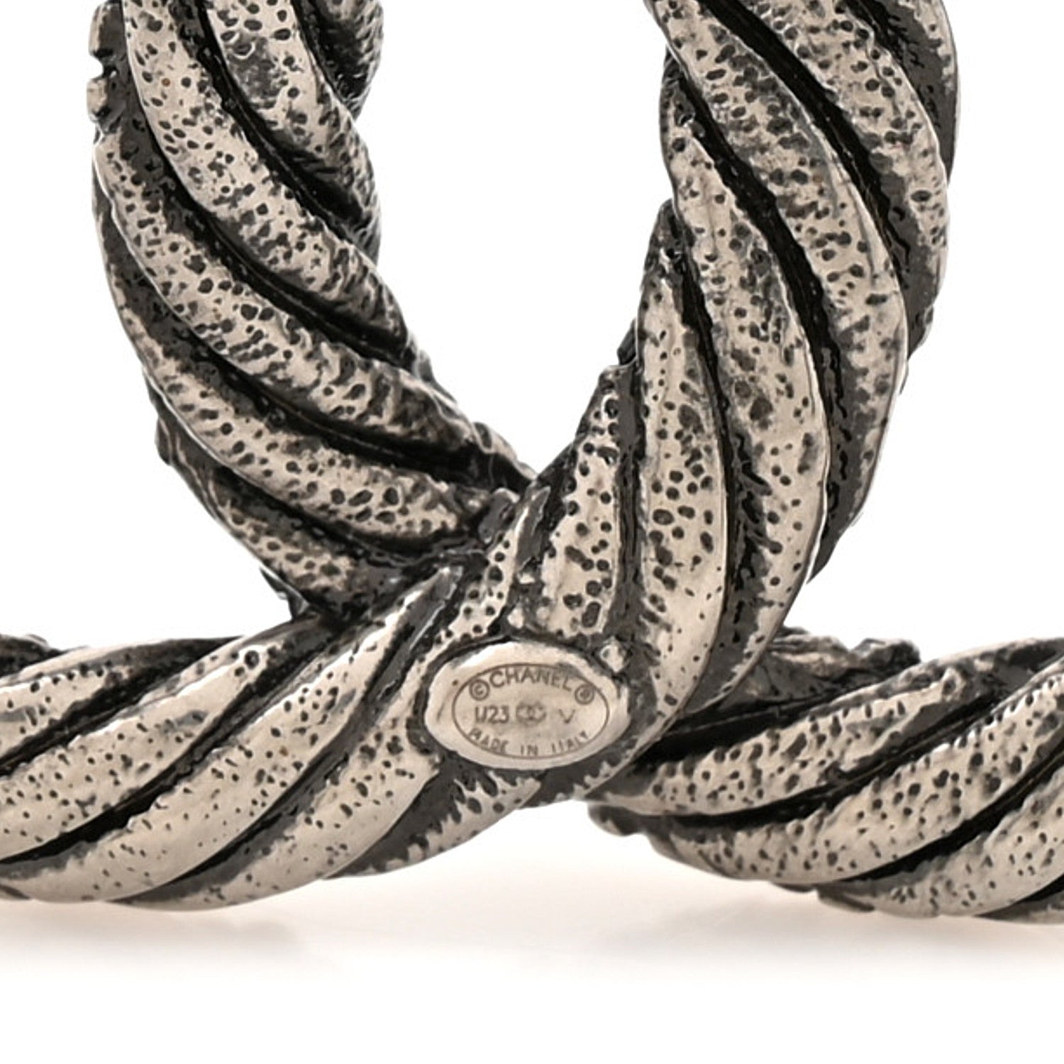 Chanel Ruthenium Twisted CC Brooch Silver 3 of 4