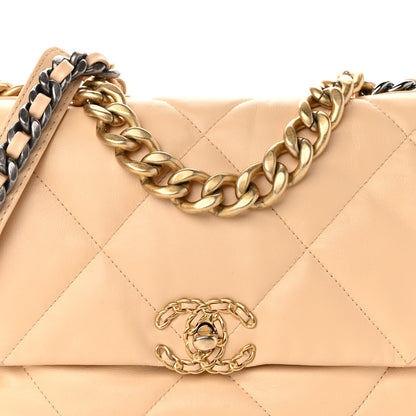 Chanel Lambskin Quilted Large Chanel 19 Flap Beige 8 of 10