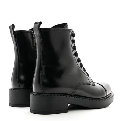 Prada Spazzolato Chocolate 50mm Combat Boots 36 Black 4 of 9