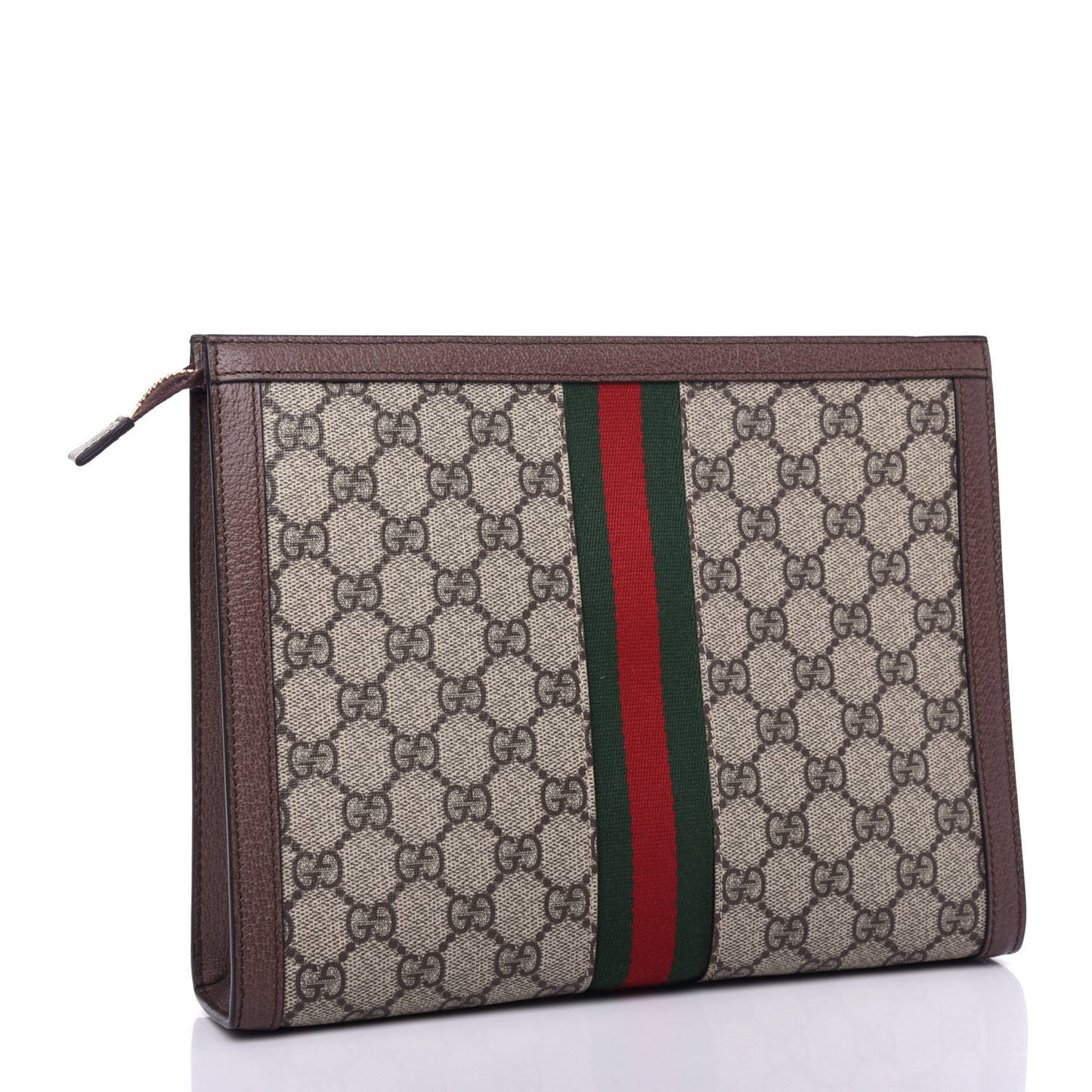 GG Supreme Monogram Web Ophidia Pouch Brown