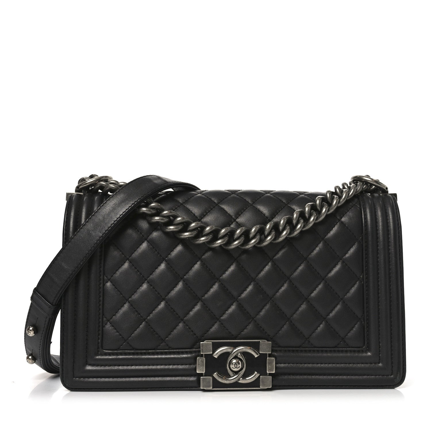 Chanel Lambskin Quilted Medium Boy Flap Dark Grey 1 of 11