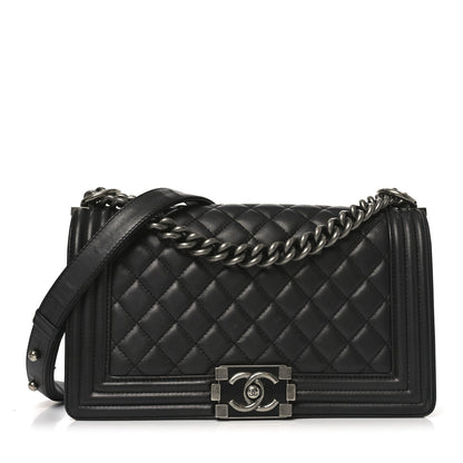 Chanel Lambskin Quilted Medium Boy Flap Dark Grey 1 of 11
