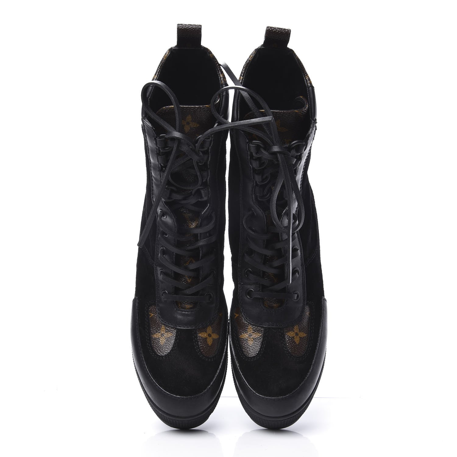 Louis Vuitton Suede Calfskin Monogram Laureate Platform Desert Boots 37.5 Black 5 of 11