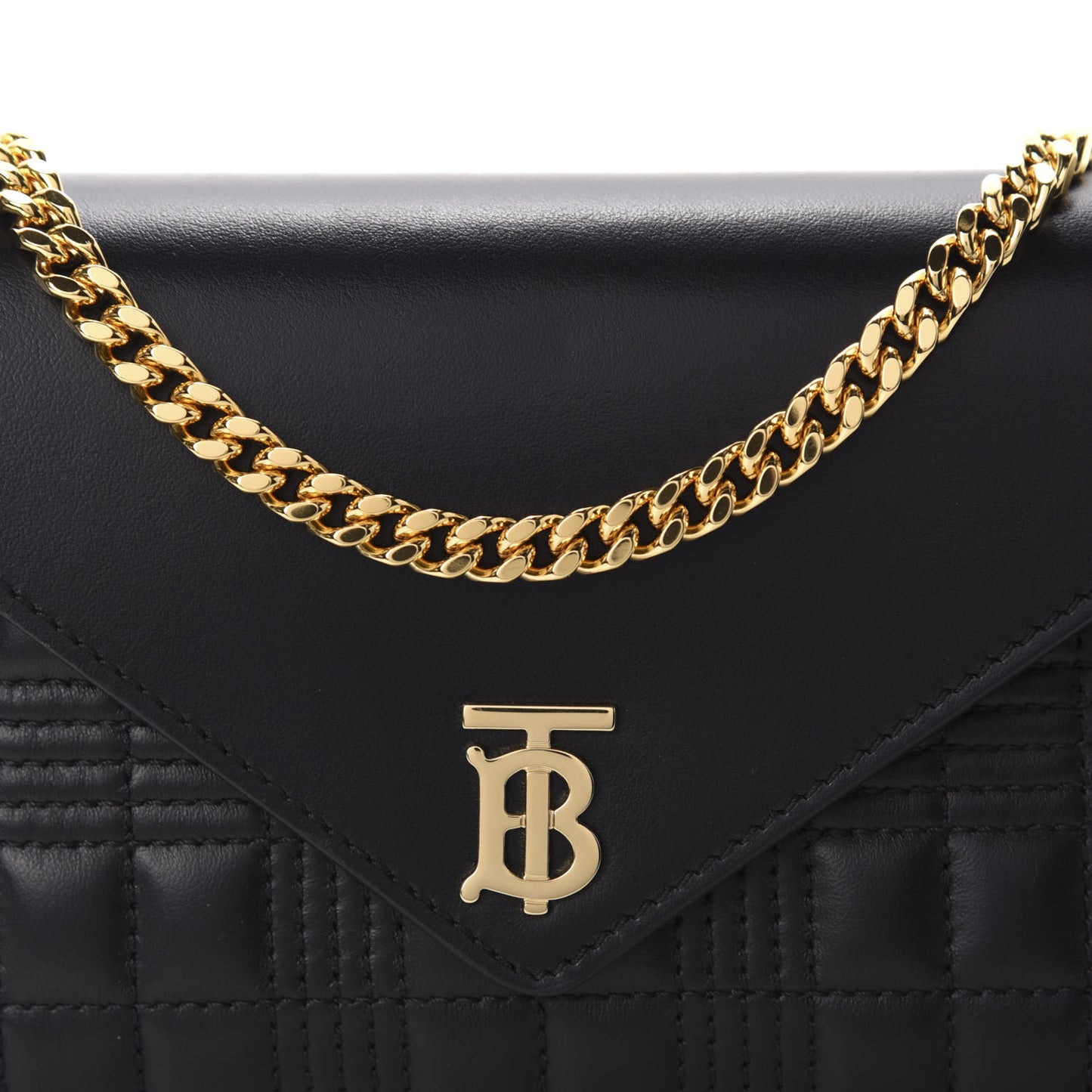 Lambskin Quilted Wallet With Detachable Strap Black