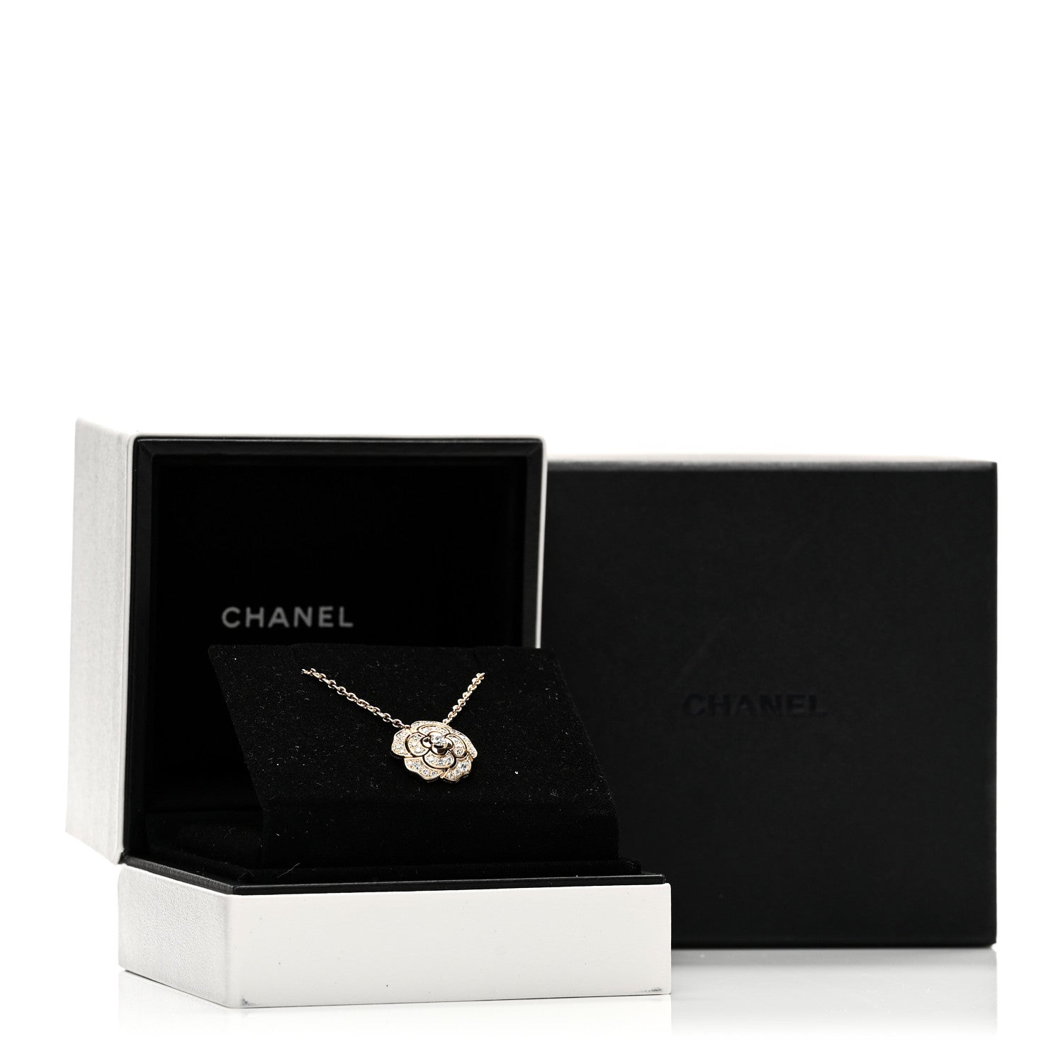 Chanel 18K Yellow Gold Diamond Bouton de Camelia Pendant Necklace 7 of 7