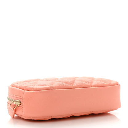 Chanel Caviar Quilted Small Curvy Pouch Cosmetic Case Light Orange 4 of 9