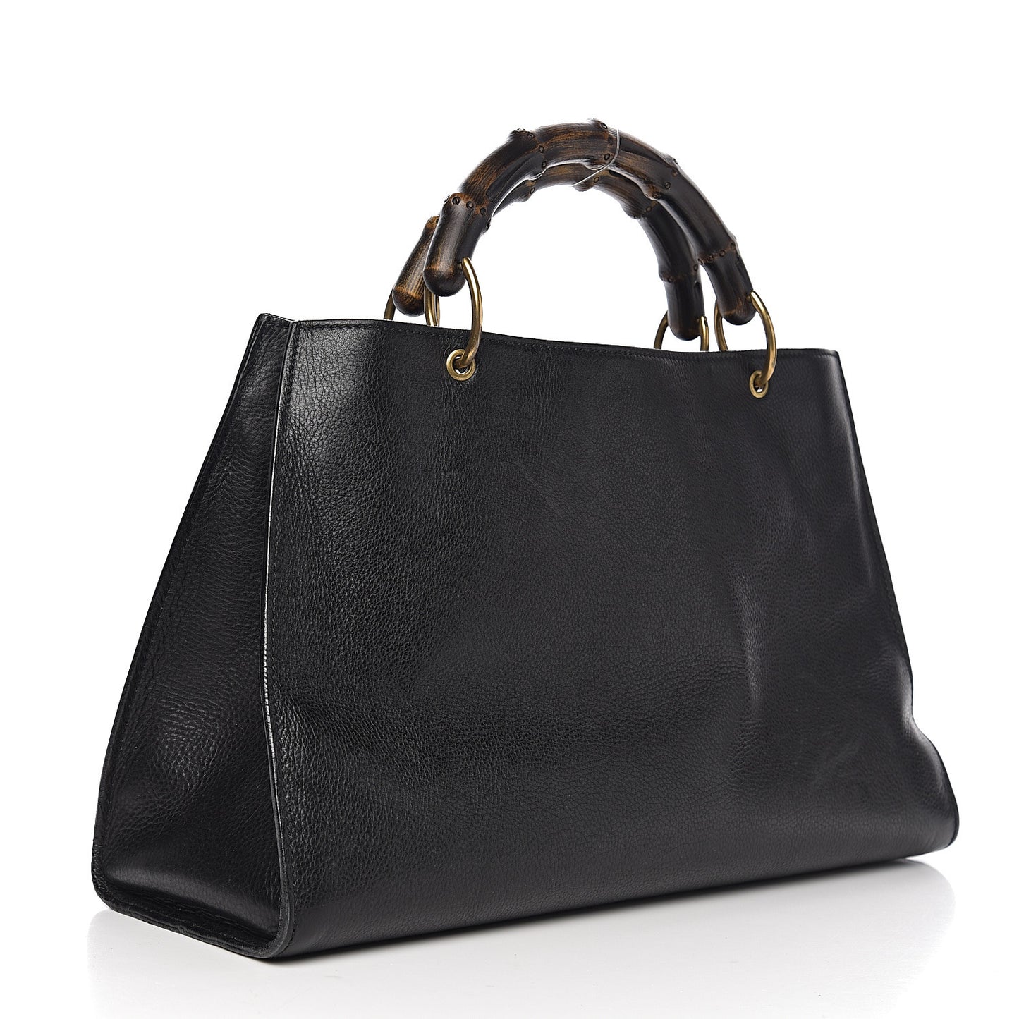 Calfskin Bamboo Handle Tote Black