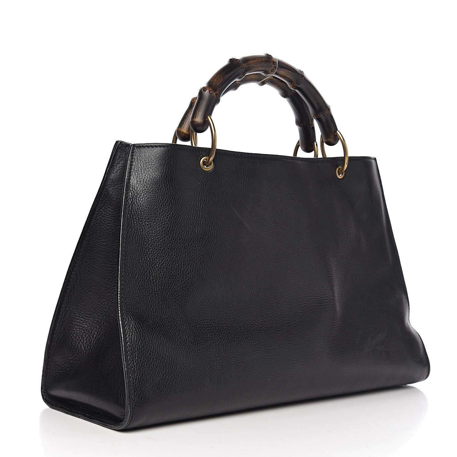 Gucci Calfskin Bamboo Handle Tote Black 2 of 10