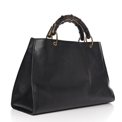 Gucci Calfskin Bamboo Handle Tote Black 2 of 10