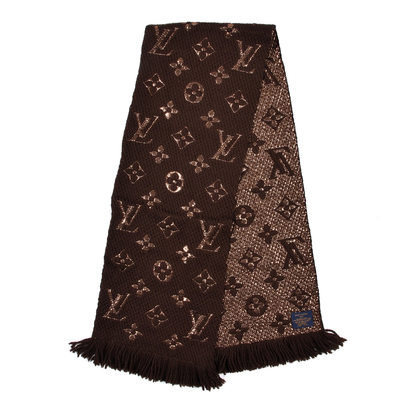 Wool Silk Logomania Shine Scarf Marron