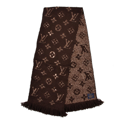 Louis Vuitton Wool Silk Logomania Shine Scarf Marron 2 of 5