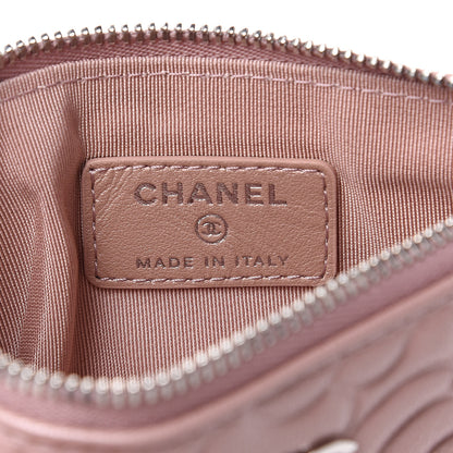 Chanel Goatskin Camellia Embossed Cosmetic Pouch Light Pink 6 of 7