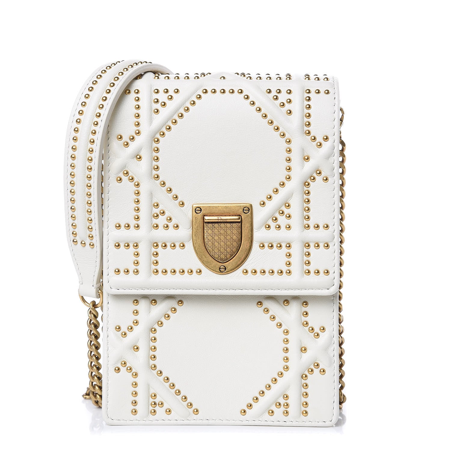 Christian Dior Lambskin Studded Vertical Diorama White 1 of 9