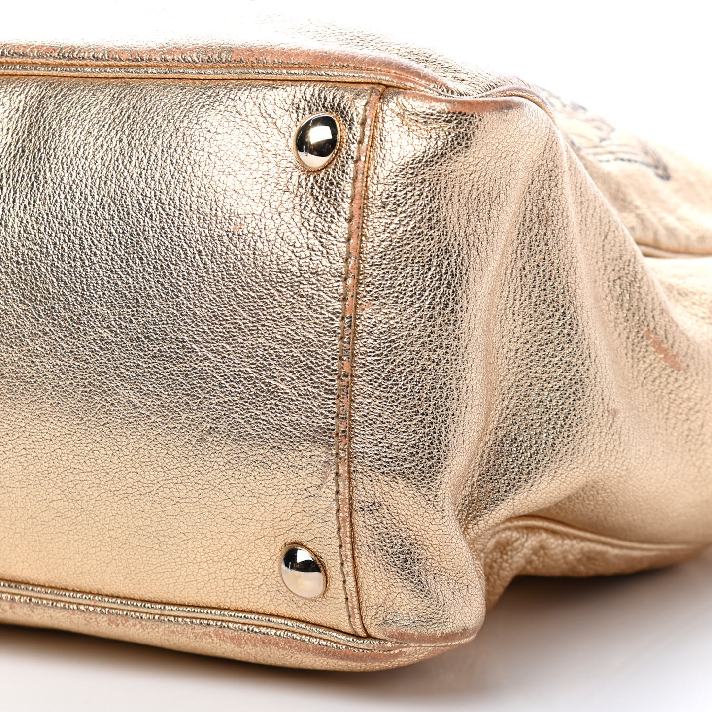 Metallic Textured Patent Large Y-Mail Tote Gold