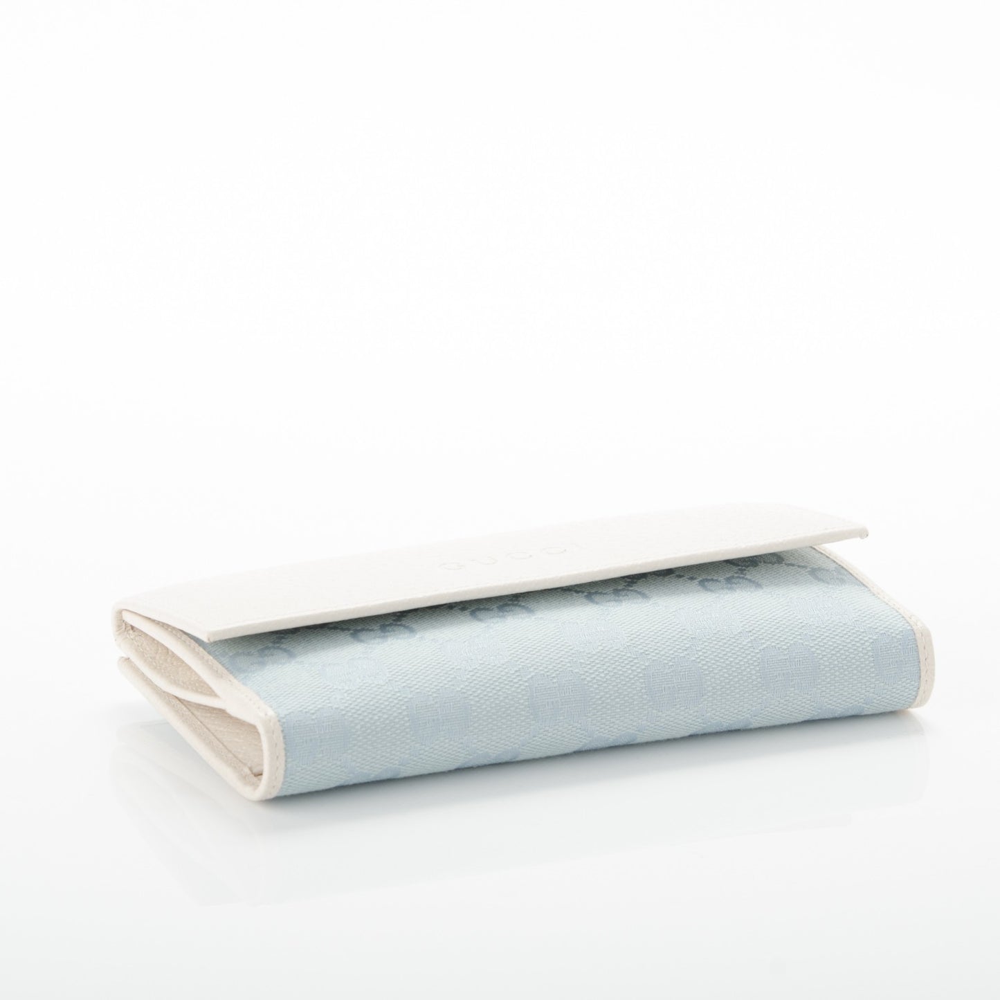 Monogram Calfskin Continental Flap Wallet Off White Blue
