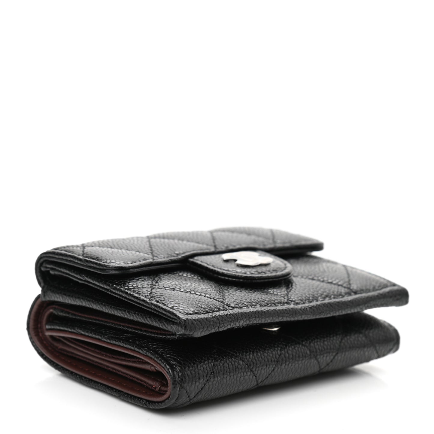 Caviar Quilted Compact Flap Wallet Black