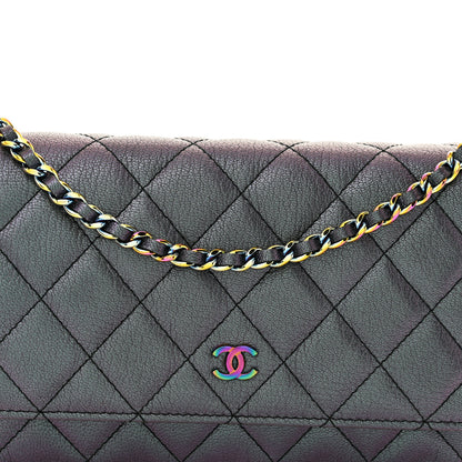 Chanel Iridescent Goatskin Quilted Wallet On Chain WOC Purple 9 of 11