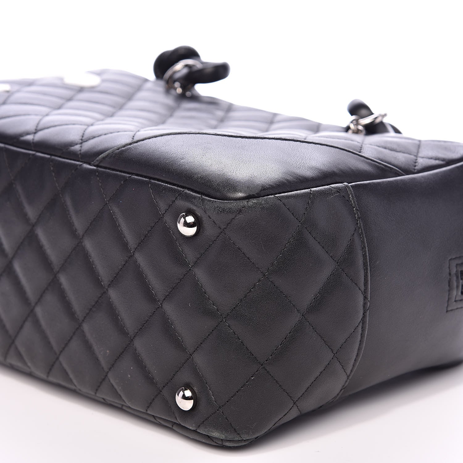 Chanel Calfskin Quilted Large Cambon Bowler Black White 9 of 15