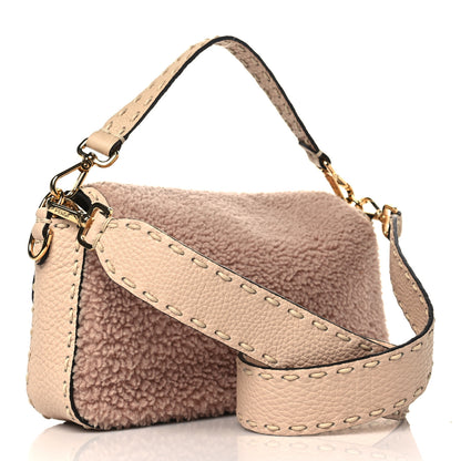 Fendi Curly Sheepskin Cuoio Romano Selleria Medium Baguette Plaster Panna 2 of 8