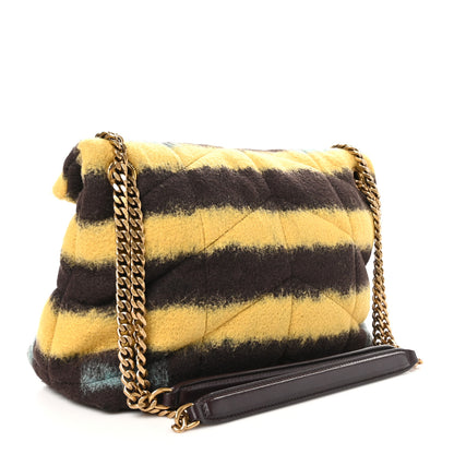 Saint Laurent Tie Dye Wool Quilted Small Loulou Puffer Monogram Chain Satchel Yellow Pacific Blue Dark Pecan 3 of 10