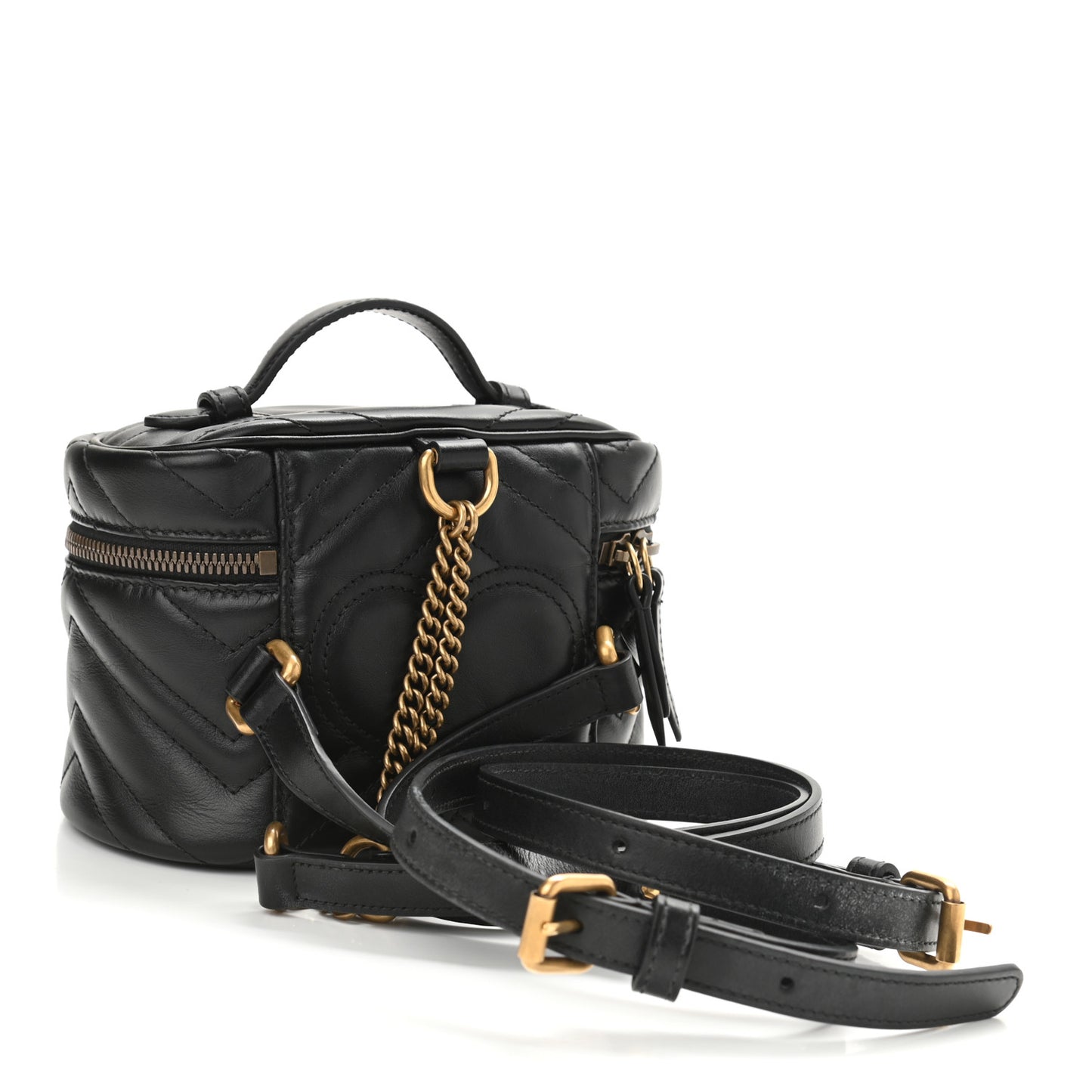Calfskin Matelasse Mini GG Marmont Round Backpack Black