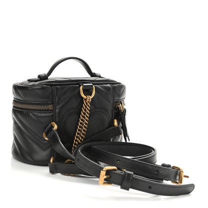 Gucci Calfskin Matelasse Mini GG Marmont Round Backpack Black 2 of 9