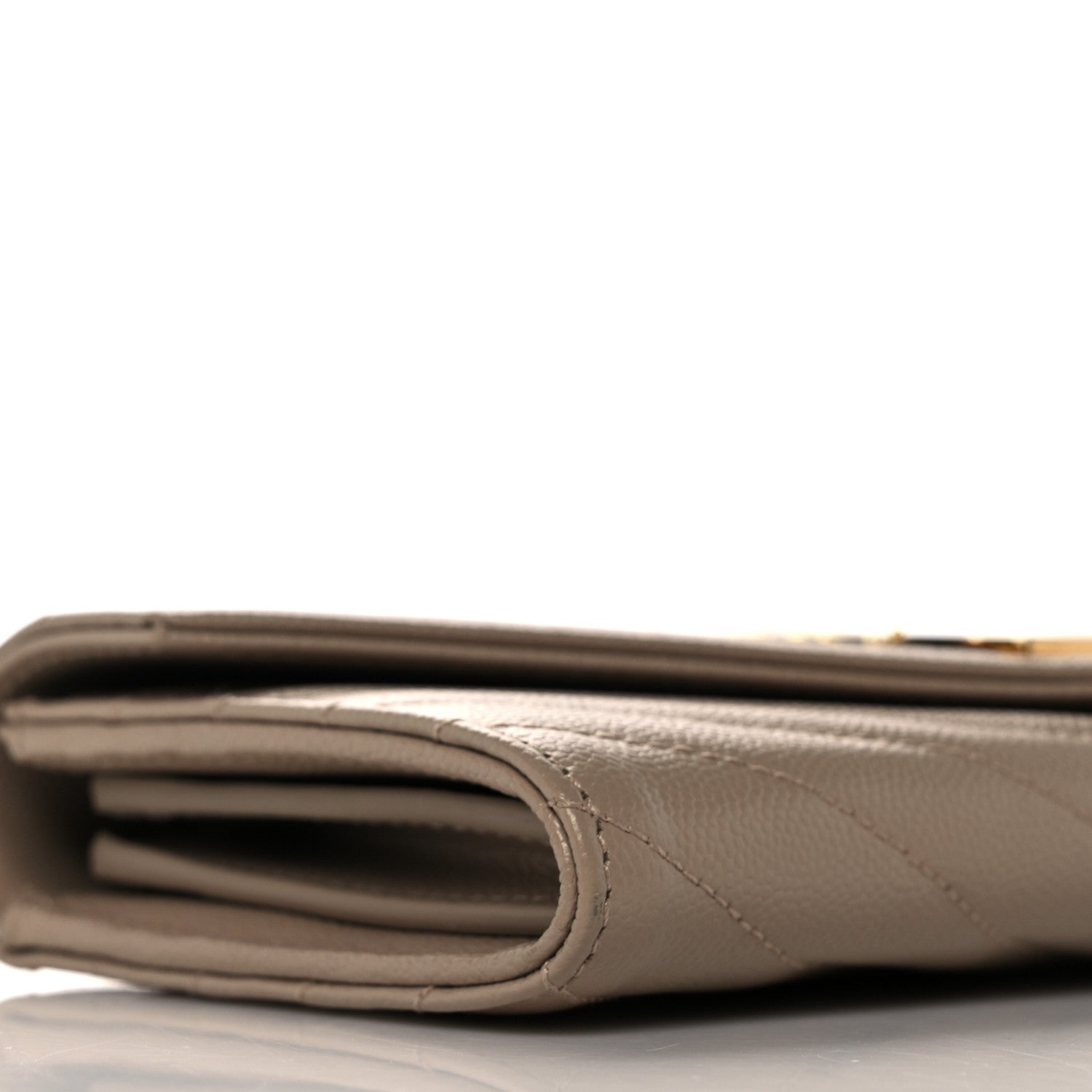 Saint Laurent Grain De Poudre Matelasse Chevron Monogram Flap Wallet Taupe 8 of 9