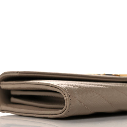 Saint Laurent Grain De Poudre Matelasse Chevron Monogram Flap Wallet Taupe 8 of 9