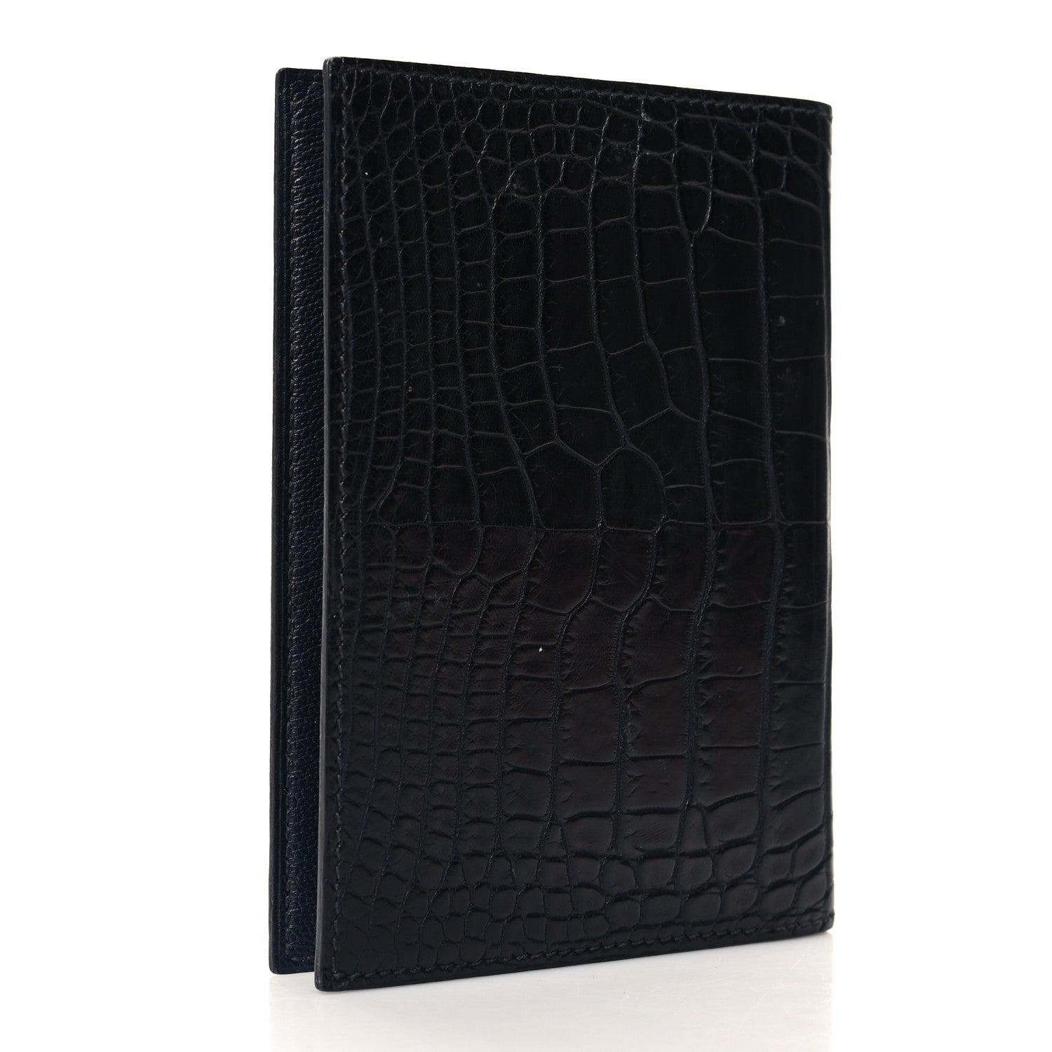 Hermes Matte Alligator Chevre MC2 Magellan Passport Holder Black 3 of 8