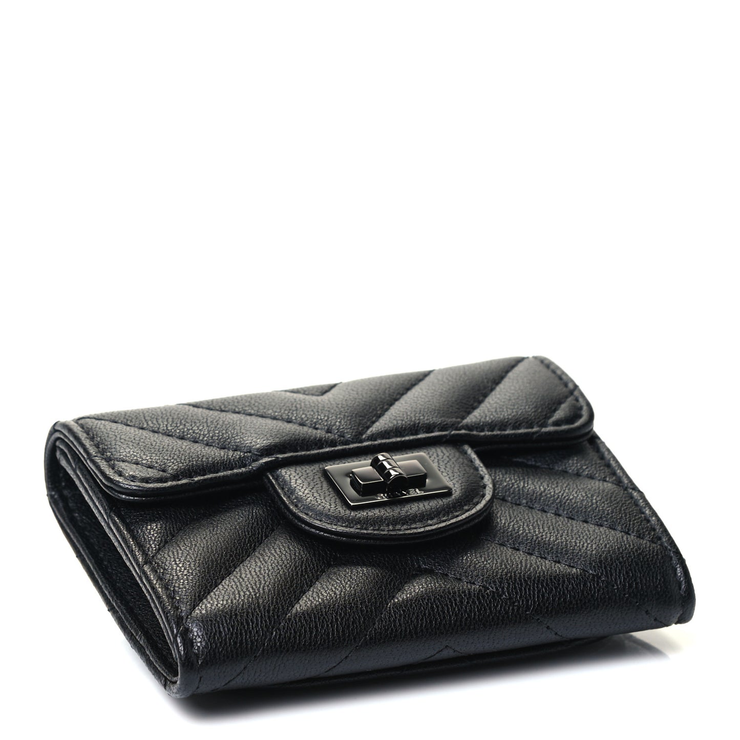Sheepskin Chevron Quilted Reissue Card Holder Wallet So Black
