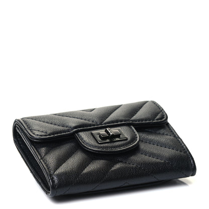 Chanel Sheepskin Chevron Quilted Reissue Card Holder Wallet So Black 3 of 4