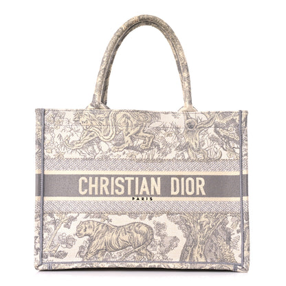 Christian Dior Canvas Embroidered Medium Dioriviera Toile De Jouy Book Tote Gray 1 of 14