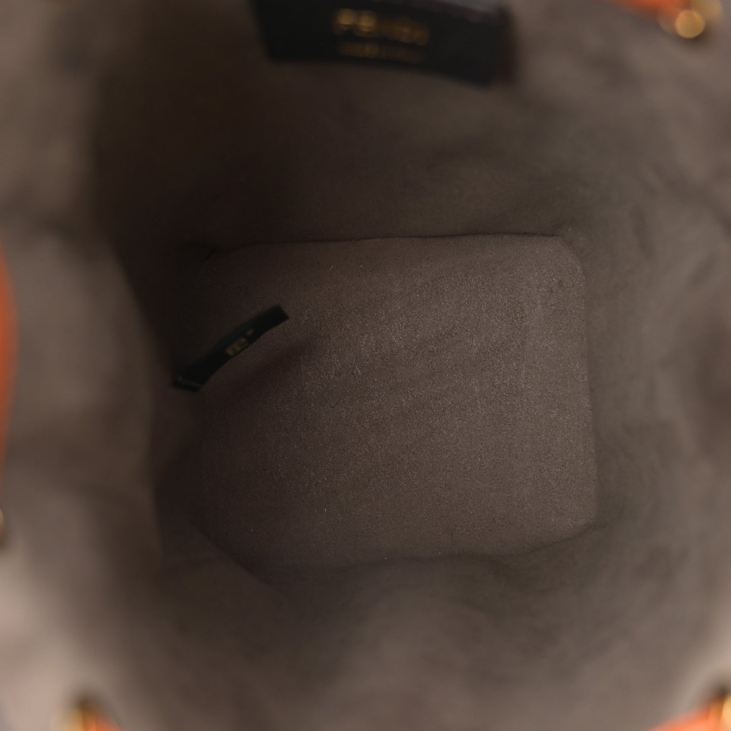 Vitello Liberty F is Fendi FF 1974 Embossed Mini Mon Tresor Bucket Bag Brandy