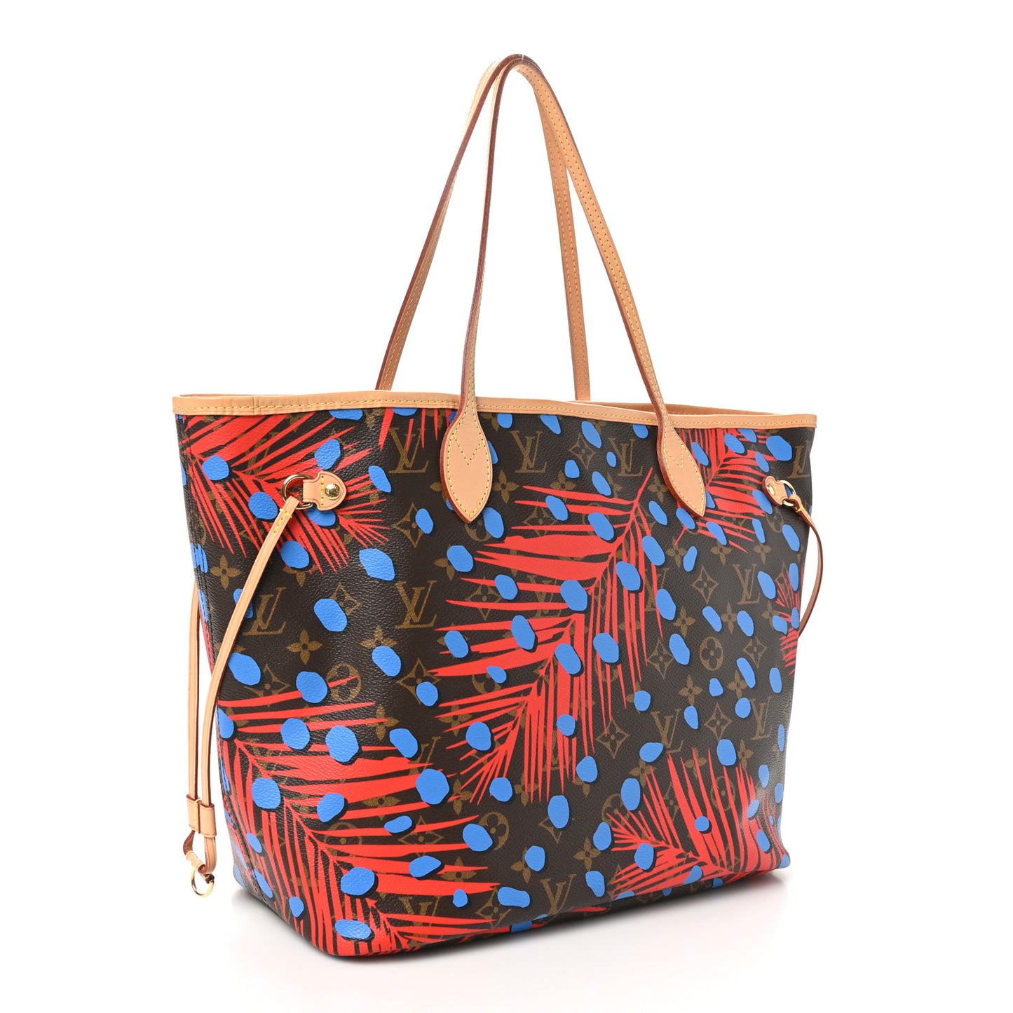 Monogram Jungle Dots Neo Neverfull MM Coquelicot Denim
