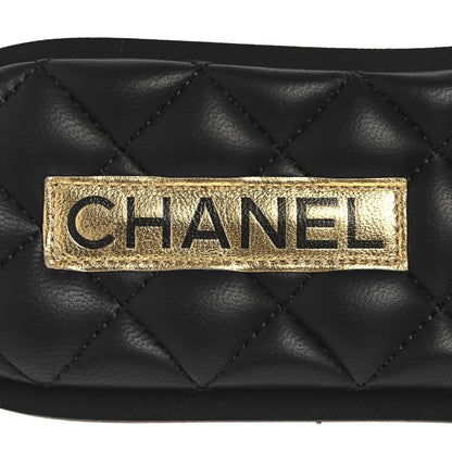 Chanel Lambskin Quilted Textured CC Mules Sandals 40 Black 9 of 10