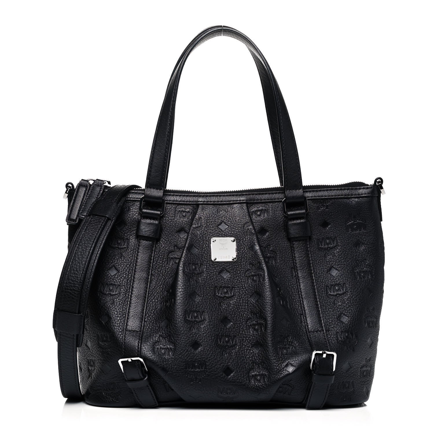 MCM Calfskin Ottomar Monogram Tote Black 1 of 9