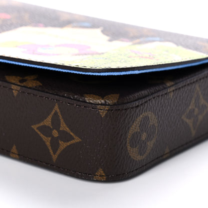 Louis Vuitton Monogram 2021 Christmas Animation China Wall Pochette Felicie Chain Wallet Myosotis Blue 13 of 14