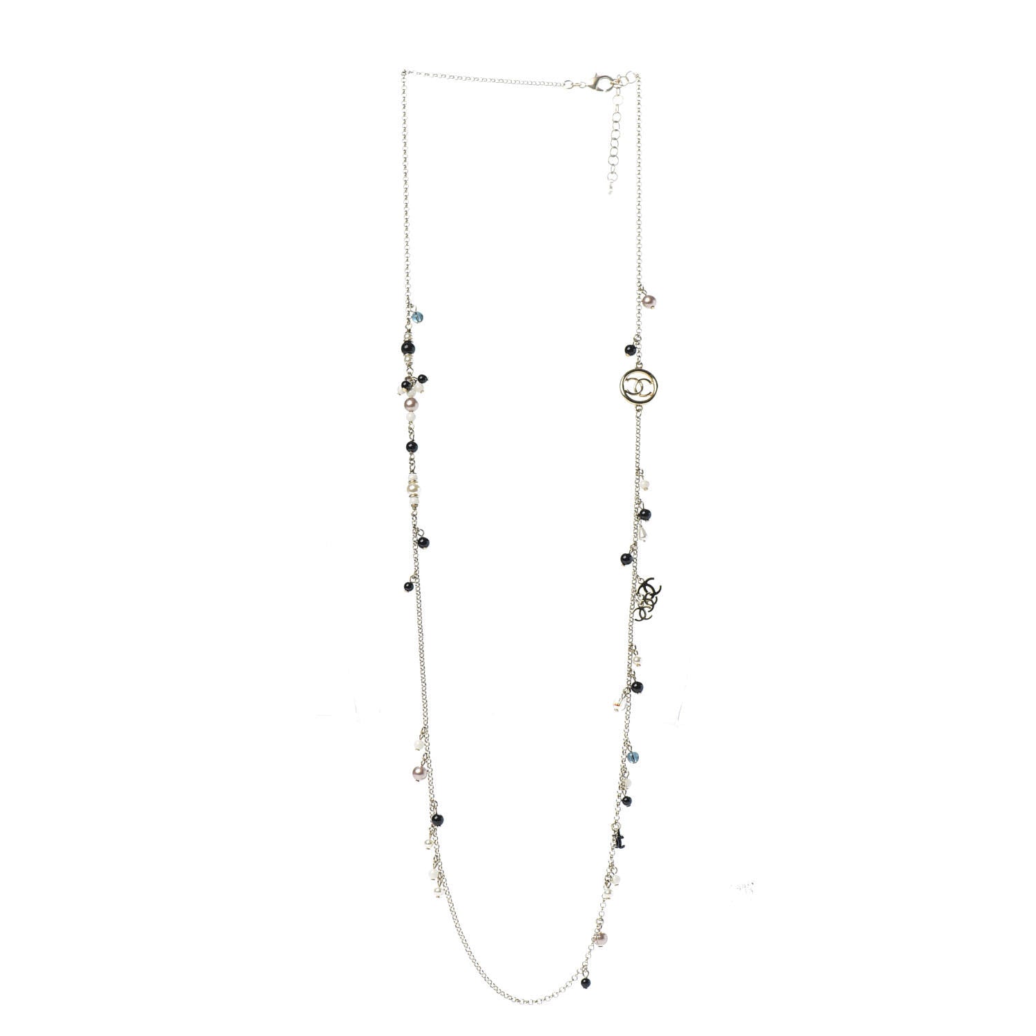 Chanel Resin Bead Pearl CC Necklace Gold 5 of 6