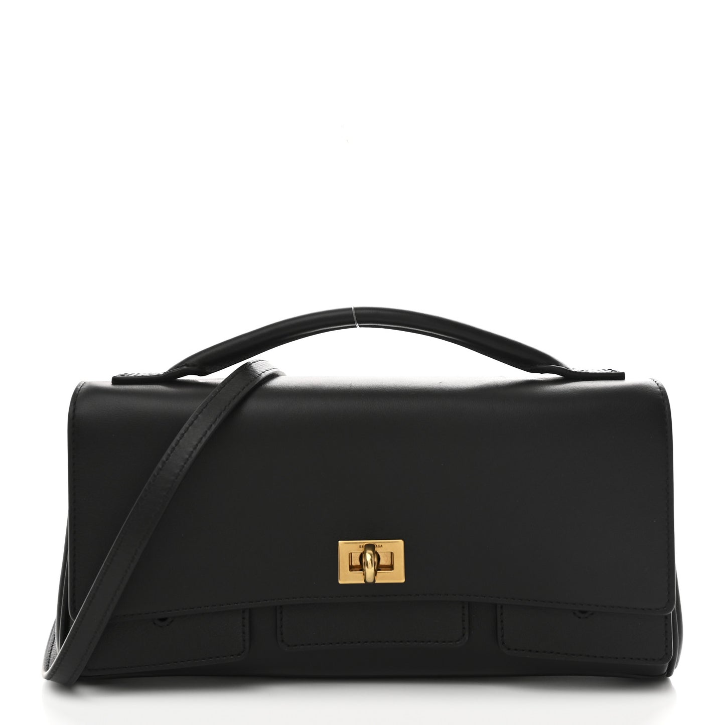 Smooth Calfskin Small Bel Air Clutch On Strap Black