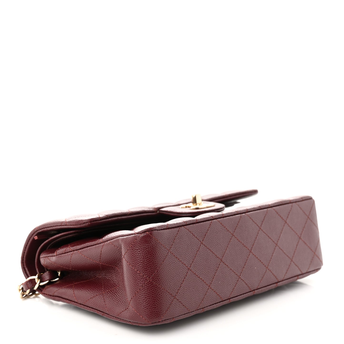Caviar Quilted Small Double Flap Burgundy