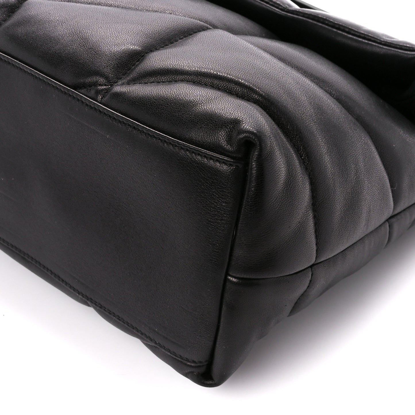 Lambskin Quilted Medium Loulou Puffer Monogram Chain Satchel Black