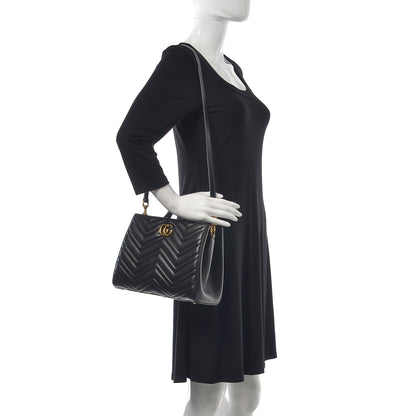 Gucci Calfskin Matelasse Small GG Marmont Tote Black 2 of 8