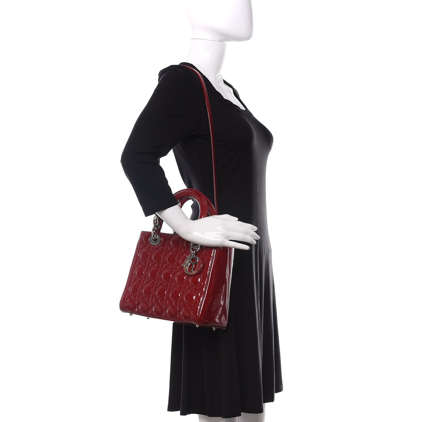 Patent Cannage Medium Lady Dior Red