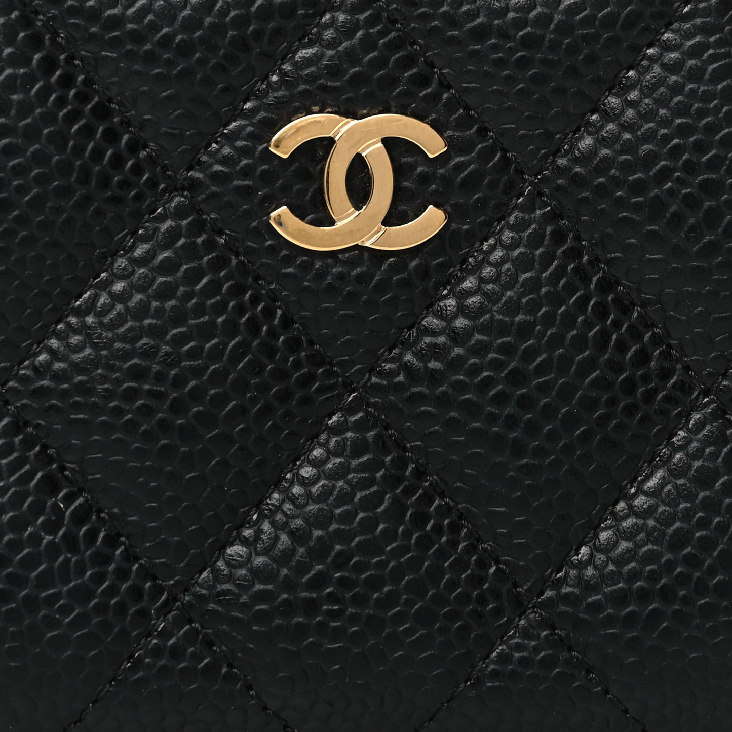 Caviar Quilted Classic Zipped Coin Purse Black